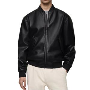 Chaqueta Universitaria de Cuero Otoñal OEM, Estándar, Lisa, Teñida, Cuello Alto, Resistente al Viento, Diseño Frontal Personalizado, Ropa Exterior Informal para Hombre - Product Image 5