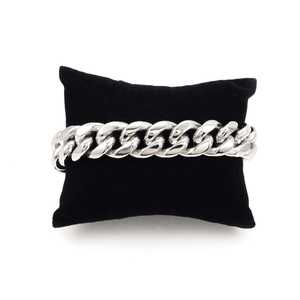 สร้อยข้อมือแบบ Cuban Link สีเงินขนาด 14 มม. ชุบโรเดียมและทอง สร้อยข้อมือเทนนิสทองเหลืองสไตล์คลาสสิกแบบศาสนา ประดับมุกและเพชร - Product Image 4