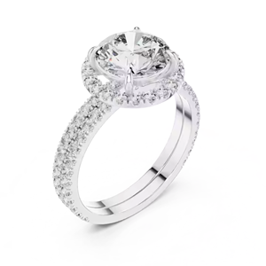 Round Brilliant Moissanite S925 Prong Ring Luxury Wedding Bridal Jewelry <b>Gift</b> for Women Diamond Pave Full Setting - Product Image 2