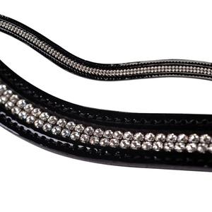 Banda de cejas de caballo de cuero de forma curva profunda de cuero genuino personalizada con dos filas de cristales transparentes Cadena de diamantes de imitación banda para cejas - Product Image 2