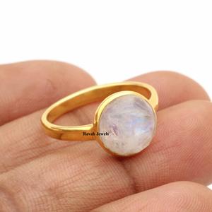 RJR0255 Ladies Trendy 925 Sterling Silver Partywear Handmade Ring 12mm Natural Blue Rainbow Moonstone Gemstone Eternity Veremil - Product Image 3