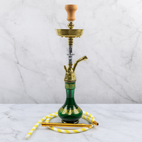 Ensemble de chicha moderne WELKIN en or de luxe avec logo personnalisable, base en verre vert, tige en métal doré
