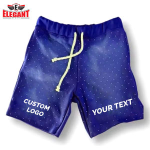 Cotton Fabric Outdoor Wear Customized Logo Distressed Good Selling <b>Make</b> <b>Your</b> <b>Own</b> Acid Wash Rhinestone Shorts by Elegant Sports - Product Image 6