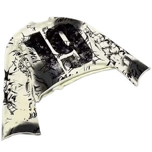 Custom Graphic <b>Vintage</b> Washed Raw Hem Long Sleeve Boxy 500gsm <b>Sweatshirt</b> Streetwear <b>Oversized</b> Cotton Blended <b>Sweatshirt</b> for Men - Product Image 1