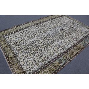 Tapis turc 5,7x9 pieds, grand tapis vintage, tapis persan brun-vert - Product Image 2