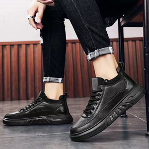 Chaussures de course pour hommes Y 39-48, neuves, noires, tendance mode, lacets, PU imperméable, décontractées, antidérapantes, toutes saisons, bout rond - Product Image 6