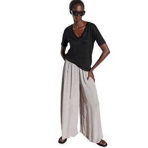 T-shirt décontracté pour femme 100 % coton à manches longues et col rond, coupe classique - Product Image 1