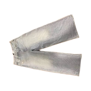 Topshow กางเกงยีนส์ผู้ชายวินเทจสูงแสงแดดซีดๆผ้าฝ้ายผ้าใบแอซิดขาตรงทรงหลวมซักปุกออมสินฤดูใบไม้ร่วงฤดูร้อน - Product Image 1