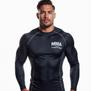 Durable Compression Fit Rash Guard Manga completa y corta para MMA Personalizado con diseño sublimado kimono de jiu jitsu - Product Image 2