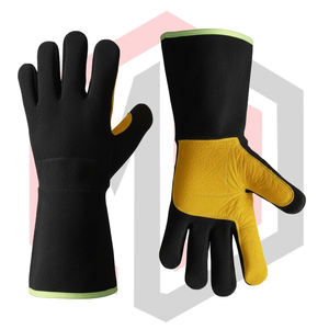 Gants de soudage en cuir noir 11 oz Poignet tricoté Paume jaune Résistant à la chaleur et au feu Antistatique Mig/Tig Stick BBQ Cheminée - Product Image 4