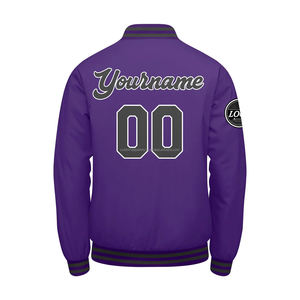 Veste universitaire en laine personnalisée en gros avec logo brodé col montant manche en cuir pour les écoles et les équipes sportives MCACVJ15 - Product Image 3