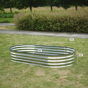 ของตกแต่งบ้านกลางแจ้ง 72 X 36 X 11.75 นิ้ว ชุดปลูกต้นไม้ทรงรียกพื้น ทำจากเหล็กชุบสังกะสี สำหรับปลูกดอกไม้ พร้อมระบบรดน้ำ - Product Image 2