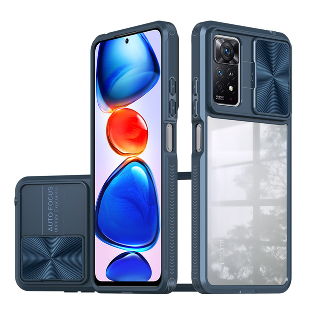 Slide Camera Protection CD Plate Acrylic + PC + TPU Hybrid Phone Case with Camera Slider for Redmi Note 11 Pro Customization