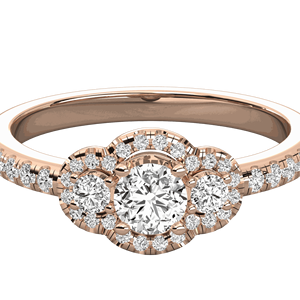 Anillo de Compromiso con Halo de Diamantes Redondos en Micro Engaste - Product Image 3