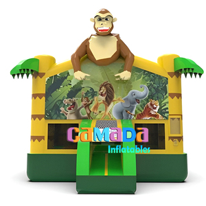 ของเล่นเป่าลมรูปลิงกระโดดเด้งปราสาทคอมโบเด้งคอมโบเป่าลมพร้อมต้นปาล์ม - Product Image 5