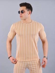 เสื้อยืดลำลองผู้ชายผ้าฝ้ายสำหรับฤดูร้อน ทรงเข้ารูปทันสมัย ลายทางแนวตั้ง แฟชั่นใหม่ เสื้อแขนสั้นสำหรับออกกำลังกาย - Product Image 4