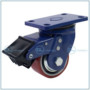 ล้อเบรกโพลียูรีเทนสีแดงขนาด4นิ้วล้อหมุนสำหรับงานหนักแกนเหล็ก400กก. - Product Image 3