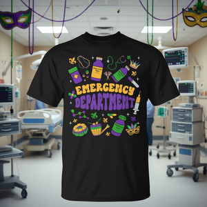 Camiseta de Enfermera de Emergencias para el Día de Mardi Gras, para Uso Promocional en Salas de Emergencias o Clínicas - Product Image 3