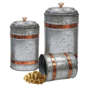 Handmade Best Quality Canister Set Metal Galvanized Tin <b>Tea</b> <b>Coffee</b> <b>Sugar</b> Canister With Handle - Product Image 2