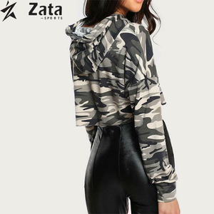 New Style Women's Autumn Casual Knitted Hooded Crop Hoodie 100% Cotton Anti-Pilling Eco-Friendly Custom Front Logo Streetwear - Product Image 6