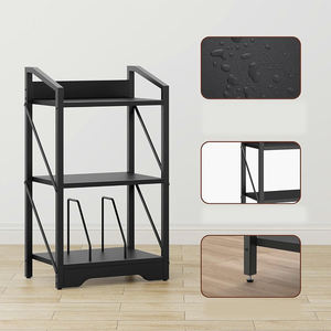 Organizador de almacenamiento de metal para estantería estrecha industrial de 3 niveles con protección de bordes, perfecto para exhibición y organización - Product Image 5