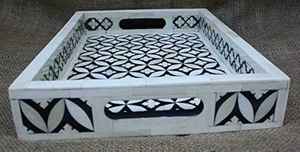 ถาดฝังกระดูกลายดอกไม้ดีไซน์ทันสมัยทำด้วยมือสุดหรูสีดำและสีขาวสำหรับตกแต่งบ้านและงานแต่งงานในราคา - Product Image 4