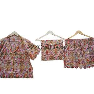 Haute qualité femmes coton PJ ensemble à la main léger imprimé fleuri chemise de nuit costume automne vêtements de nuit pour printemps cadeau de noël - Product Image 5