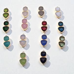 Green Amethyst <b>Quartz</b> 10mm Cushion Triangle Bezel Charm 925 Silver - DIY Charms Bezel-Set Gemstone Finding - Product Image 2