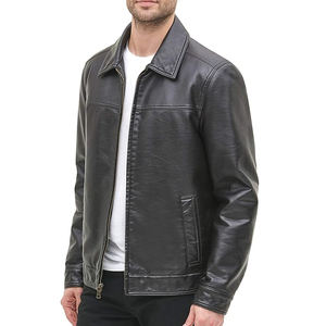 Chaqueta de cuero personalizada de alta calidad para hombre 2025 prendas de vestir exteriores de cuero genuino duraderas y elegantes ropa de calle de moda OEM al por mayor - Product Image 4