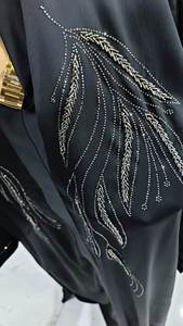 Vêtements islamiques traditionnels musulmans élégants et modestes pour femmes, vêtements de fête scintillants pour le travail à la main, abaya de style Dubaï-accessoire inclus - Product Image 3