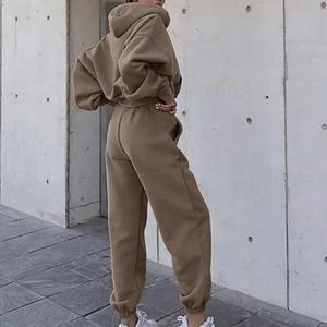 High Quality Oversize Design Tracksuits New Breathable 2 Piece Women Set 100% Cotton Heavyweight <b>Hooded</b> Sweat Suits - Product Image 2