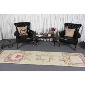 Tapis en Laine Moderne Blanc 2.6 X 10.2ft, Patchwork Turc, Rectangle, Support en Latex, Décor de Salle à Manger, Épaisseur Moyenne Eco - Product Image 2