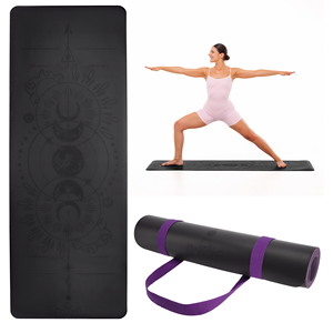 Premium PU Yoga <b>Mat</b> Moon Design Black 183×68×5 mm Non Slip Natural Rubber Exercise <b>Mat</b> - Product Image 1