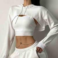 Dernière mode, sweat-shirt à capuche personnalisé pour femmes, motif uni, longueur courte, pull-over avec impression de logo sur le devant