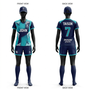 Women Soccer Uniform Set 160 GSM Premium Polyester Sports Fabric <b>Orange</b> Navy Stripe Panel Design Sublimation Custom Teamwear - Product Image 5