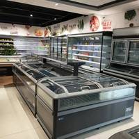 Compresseur de congélateur à îlot transparent de style chinois commercial pour réfrigérateur d'aliments surgelés de refroidissement de supermarché