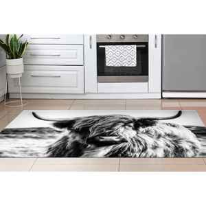 Alfombra de Vaca Highland, Alfombra de Animales de Granja en Blanco y Negro, Tapete Rústico con Estampado Digital, Alfombra Suave No Tejida - Product Image 4
