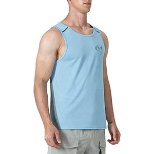 Camiseta sin mangas para hombre de color personalizada al por mayor, ropa deportiva de punto transpirable para entrenamiento Masculino - Product Image 3