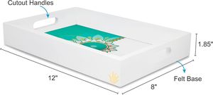 Plateau de service rectangulaire en marbre blanc et bois MDF fabriqué à la main plateau décoratif peint à la main pour le service de thé et de café par HF CRAFTS - Product Image 4