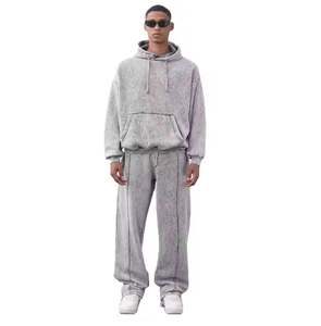 Hombres al por mayor de manga larga de desgaste Casual Hombres ácido lavado chándal personalizado Hombres ácido lavado chándales - Product Image 1