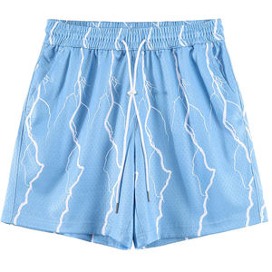 Short de course d'été pour hommes, décontracté, couleur unie, motif vague, cordon de serrage, pantalon de sport, respirant, grande taille, coupe ample et sèche - Product Image 1