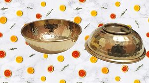 Bol en laiton de luxe bol en métal décoratif fait à la main pour centre de table à manger à la maison et décoration festive - Product Image 3