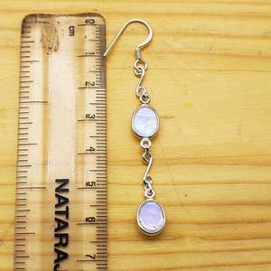 ต่างหูพลอยมูนสโตนสีรุ้งธรรมชาติต่างหูทำมือสวยงามทำจากหินธรรมชาติและเงินสเตอร์ลิง - Product Image 2