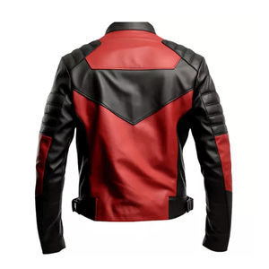 Men's Biker Style Red Black Genuine Leather Racing Motorbike Jacket CE Armours Protected Dual Tone Windproof Custom Team Name - Product Image 6