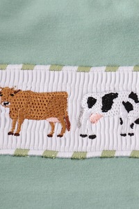 ชุดเสื้อผ้าเด็กผู้ชายขาสั้นเย็บลายวัวสีเขียวสวมใส่สบายดีไซน์รูปวัวน่ารักผ้าสแปนเด็กซ์/ ผ้าฝ้ายอัจฉริยะสำหรับฤดูร้อน - Product Image 3