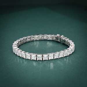 Pulsera de tenis de corte princesa de Plata de Ley 925, Diamante de moissanita de quilates con chapado en plata, regalo especial de San Valentín - Product Image 3