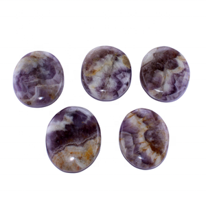 Piedra plana Palma Chevron Amatista Palma plana piedra preciosa de cristal Piedra Natural plana forma ovalada bolsillo Protección mayorista - Product Image 1