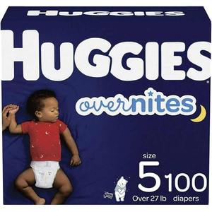 Pañales de noche Huggies, tamaño 5, pantalones de algodón suave para bebés, desechables, tamaño XXL, paquete al por mayor de 100 unidades - Product Image 1