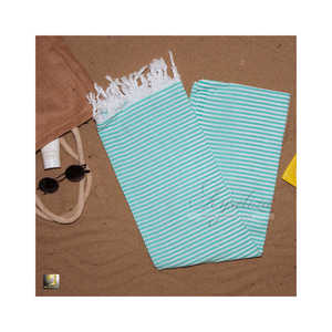 Serviettes de plage turques en coton biologique Ayseliza DENIZ 67, texture douce, motifs rayés durables, écologiques, pour toutes les saisons. - Product Image 6