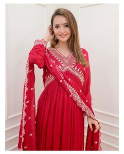 Premium Designer Readymade bordado indio paquistaní Kurtis moda dibujado a mano impresión Salwar para adultos - Product Image 4